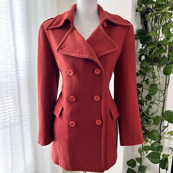 Como Jackets & Blazers - Debbie Shuchat for Como Gorgeous Red Wool & Cashmere Long Coat Jacket - Size 6
